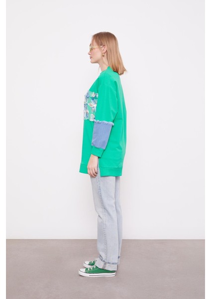 Benetton Kot Detaylı Çiçekli Sweat modelleri