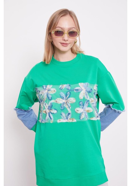 Benetton Kot Detaylı Çiçekli Sweat fırsatları