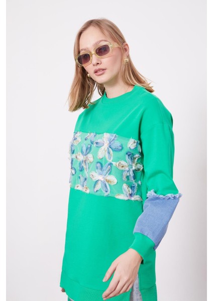 Benetton Kot Detaylı Çiçekli Sweat indirimleri