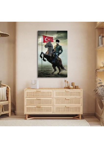 Atatürk ve Bayrak Cam Tablo