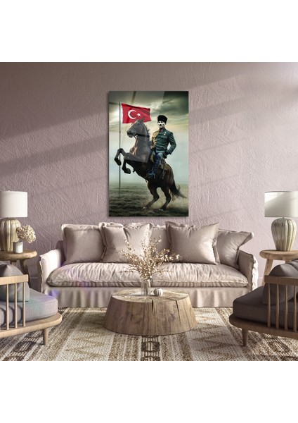 Atatürk ve Bayrak Cam Tablo