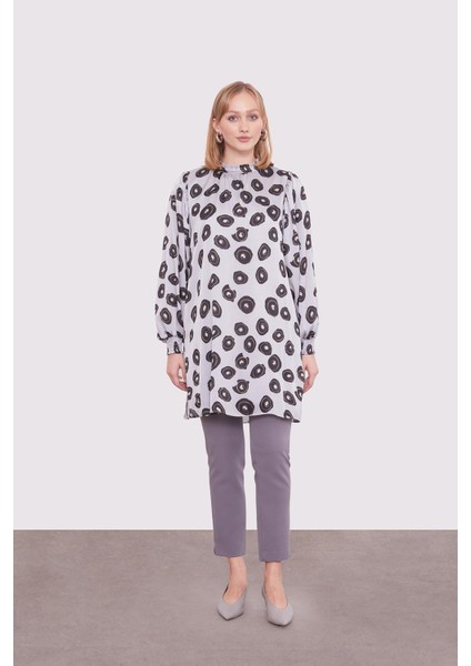 Gri Yuvarlak Desenli Tunik fiyatları