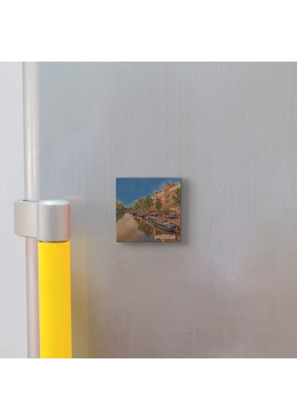 Amsterdam Görseli Baskılı Taş Magnet 5x5 fiyatları