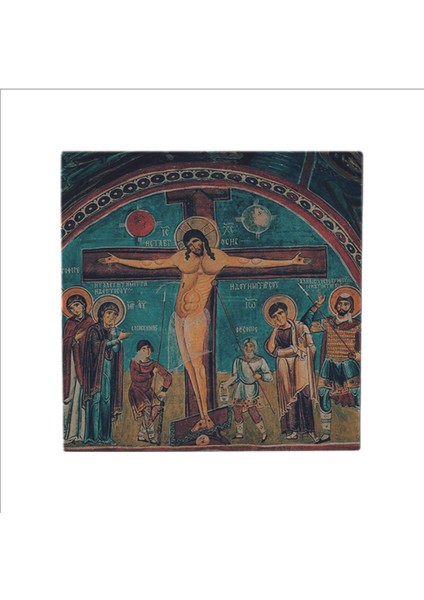 Kapadokya Göreme Karanlık Kilise Freski - Isa Mesih'in Çarmıha Gerilişi Baskılı Taş Magnet 5x5 indirimleri