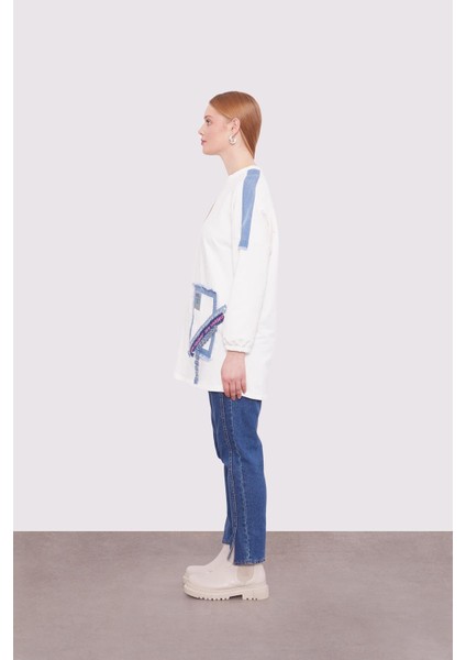 Ekru Şerit Aksesuar Detaylı Sweat fırsatları