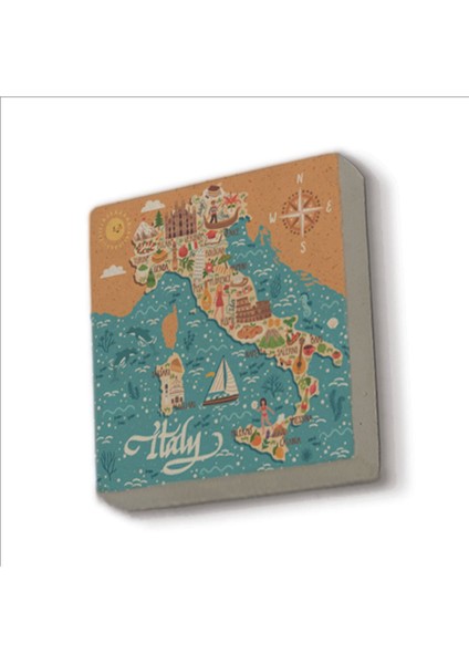 Italya Sembolleri Baskılı Taş Magnet 5x5