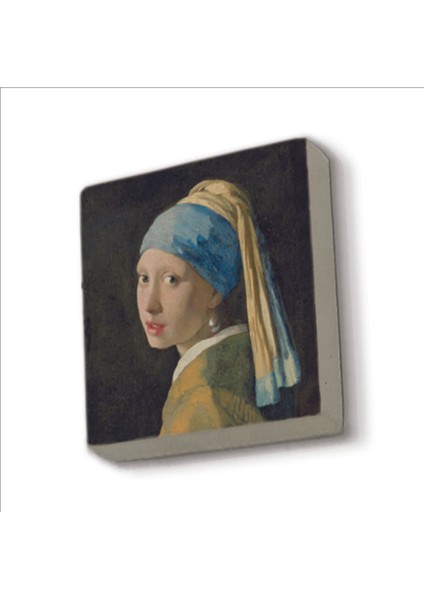 Inci Küpeli Kız (Johannes Vermeer, 1665 Baskılı Taş Magnet 5x5