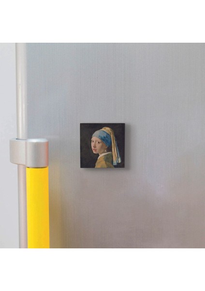 Inci Küpeli Kız (Johannes Vermeer, 1665 Baskılı Taş Magnet 5x5 modelleri
