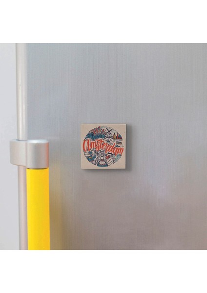 Amsterdam Sembolleri Baskılı Taş Magnet 5x5 fiyatları