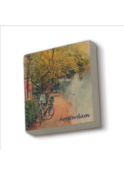 Amsterdam Görseli Baskılı Taş Magnet 5x5