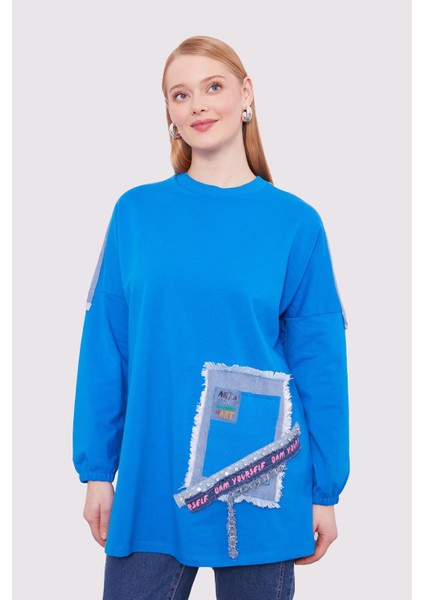 Saks Şerit Aksesuar Detaylı Sweat