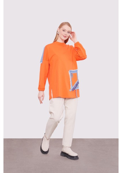 Oranj Şerit Aksesuar Detaylı Sweat fiyatları