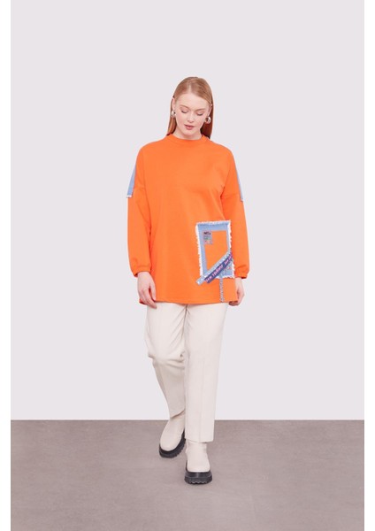 Oranj Şerit Aksesuar Detaylı Sweat modelleri