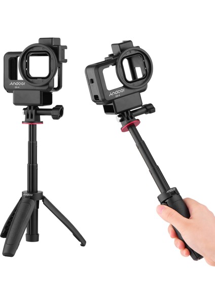 Aksiyon Kamera Video Kafesi ve Uzatılabilir Tripod - Gopro Hero 9 Için (Yurt Dışından)
