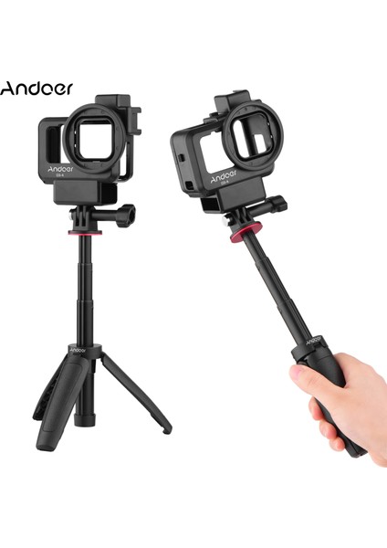 Aksiyon Kamera Video Kafesi ve Uzatılabilir Tripod - Gopro Hero 9 Için (Yurt Dışından)