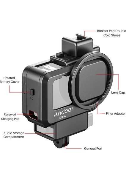 Aksiyon Kamera Video Kafesi ve Uzatılabilir Tripod - Gopro Hero 9 Için (Yurt Dışından)