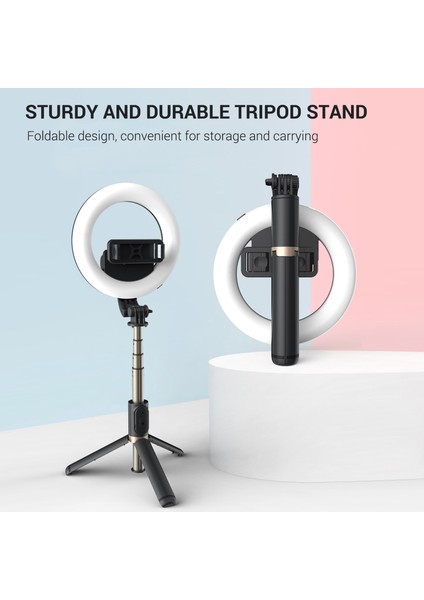 6 Inç LED Halka Işıklı Uzayabilen Sie Çubuğu Tripod - Ayarlanabilir Parlaklık, Bt Kumandalı Canlı Yayın & Makyaj (Yurt Dışından) fırsatları