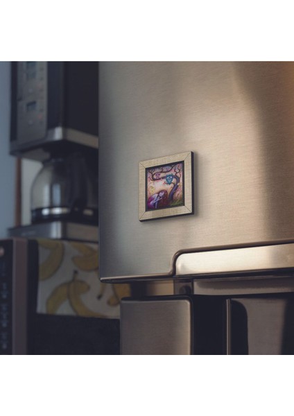 Baykuşlar ve Kız Baskılı Mdf Magnet 7x7