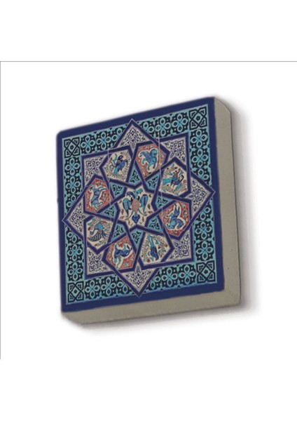 Anadolu Selçuklu Çini Motifi Baskılı Taş Magnet 5x5