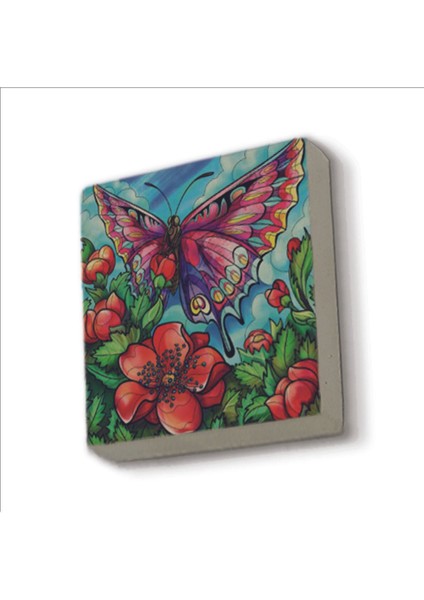 Kelebek Baskılı Taş Magnet 5x5