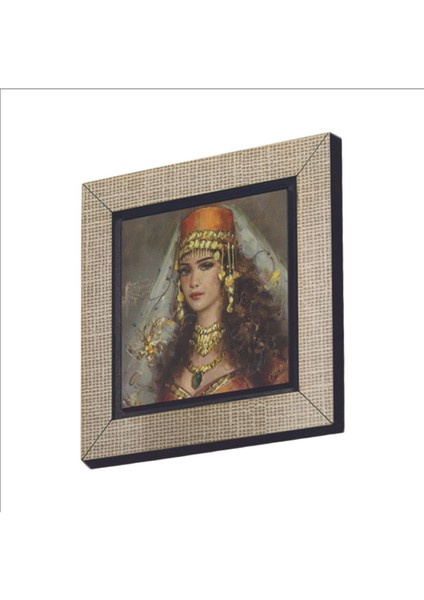 Osmanlı Kadın Çizimi Baskılı Mdf Magnet 7x7
