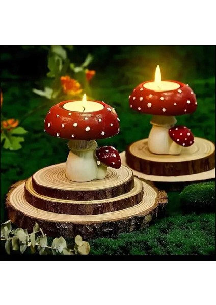 Mantar Tealight Mumluk 2'li Set / Dekoratif Mumluk