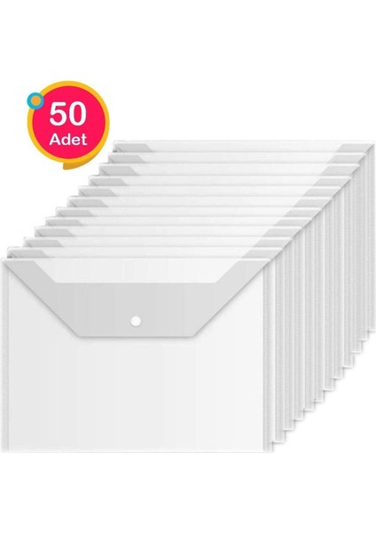 Şeffaf Dosya Çıtçıtlı Evrak Zarfı 50 Adet