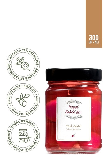 Pancarlı Yeşil Zeytin %100 Doğal Premium Net 300 Gr. | Doğal Fermente, Katkısız Koruyucusuz