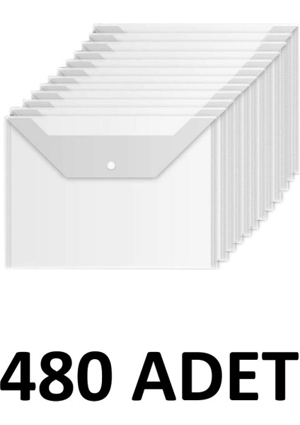 480 Adet Şeffaf A4 Çıtçıtlı Dosya Zarf Dosya