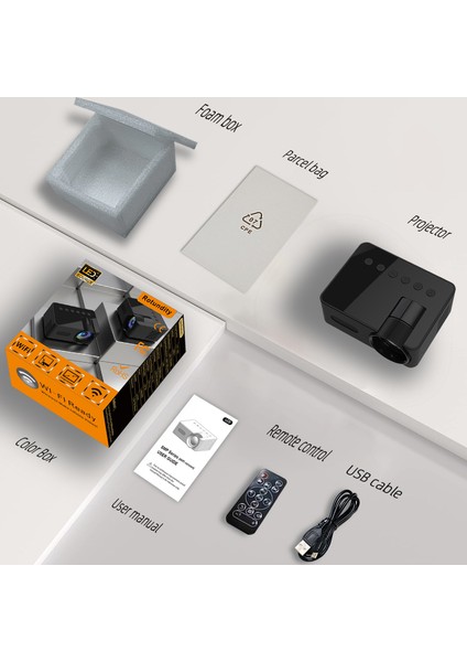 Küçük Ev Projektörü Kablosuz Cep Telefonu Projektörü Taşınabilir (Yurt Dışından)