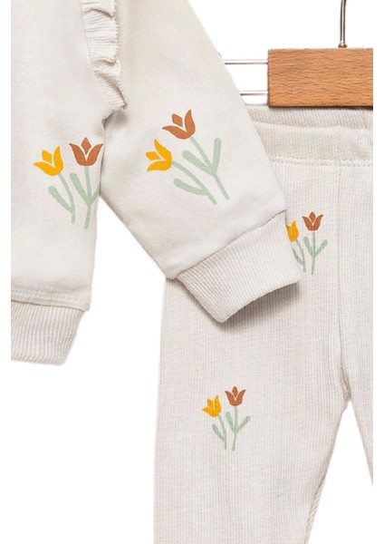 Kız Bebek Taş Sweatshirt ve Fitilli Tayt - Alt Üst Takım modelleri