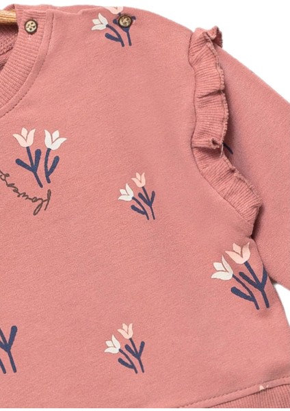 Kız Bebek Pembe Sweatshirt ve Fitilli Tayt - Alt Üst Takım