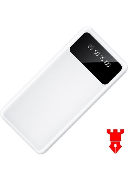 10.000 mAh Powerbank Beyaz 4 Kademeli LED Ekran Şarj Göstergesi Şarj Cihazı Powerbank 10000mAh