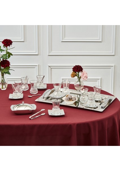 Cella 12 Kişilik 40 Parça Tepsili Çay Seti Platin