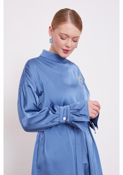 Indigo Kol Fırfır Detaylı Ikili Takım fırsatları