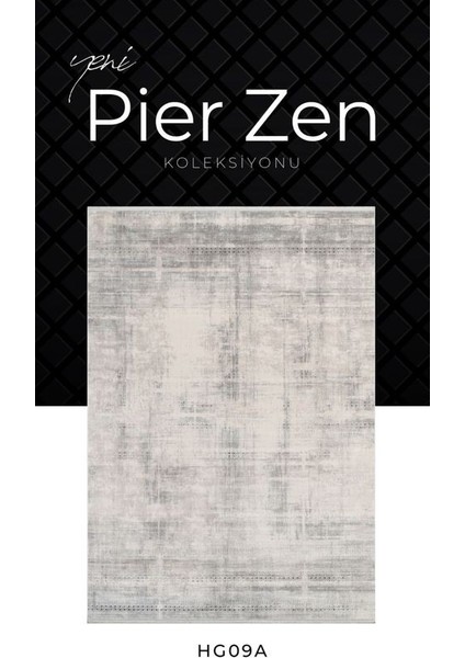 Pier Zen HG09A Krem Gri Viskon Akrilik Yumuşak Leke Tutmaz Silinebilir Halı