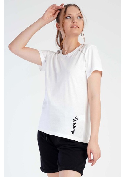 Kadın Pamuklu Beyaz Kısa Kol Şort Pijama Takımı