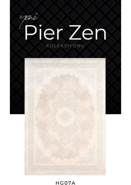 Pier Zen HG07A Krem Gri Viskon Akrilik Yumuşak Leke Tutmaz Silinebilir Halı
