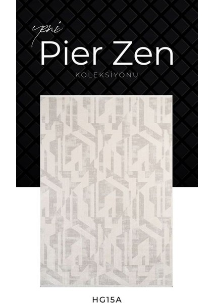 Pier Zen HG15A Krem Gri Viskon Akrilik Yumuşak Leke Tutmaz Silinebilir Halı