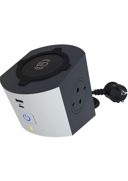 Kablosuz Şarj Multı-Outlet 2 Priz Type A Type C USB 2 Metre Kablo