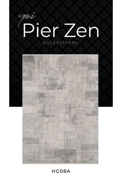 Pier Zen HG08A Krem Gri Viskon Akrilik Yumuşak Leke Tutmaz Silinebilir Halı
