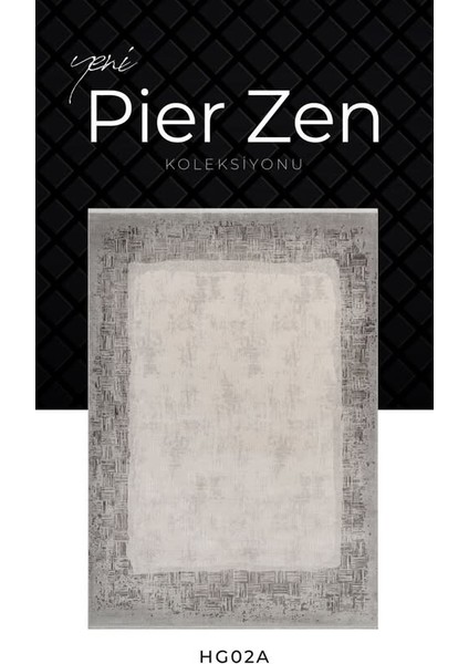 Pier Zen HG02A Krem Gri Viskon Akrilik Yumuşak Leke Tutmaz Silinebilir Halı