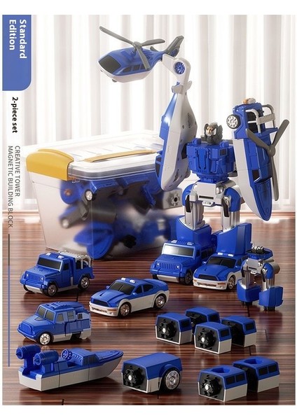Yeni Çocuk Manyetik Montaj Dönüştürme Robot Mühendislik Araba Serisi Patchwork Puzzle Oyuncaklar (Yurt Dışından)