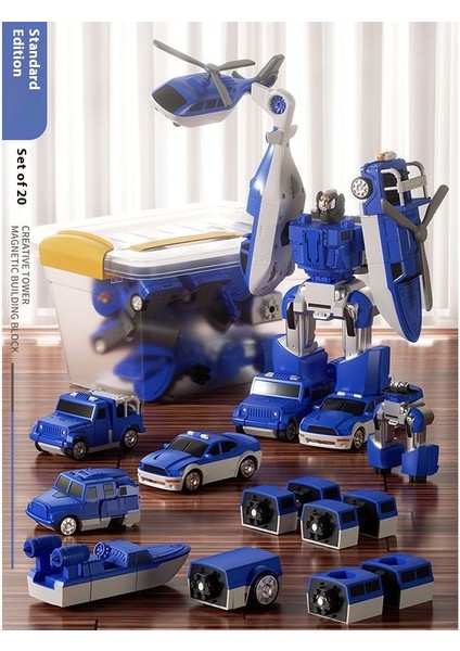 Yeni Çocuk Manyetik Montaj Dönüştürme Robot Mühendislik Araba Serisi Patchwork Puzzle Oyuncaklar (Yurt Dışından)