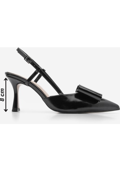 Kadın Stiletto Sivri Burun Fiyonk Detaylı Arkası Açık Topuklu Ayakkabı Losi
