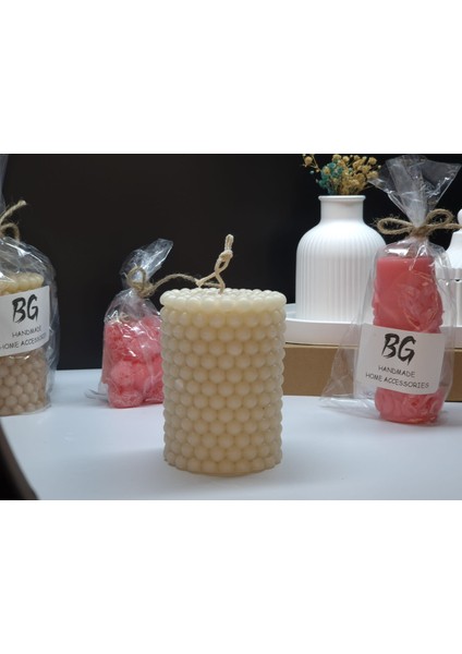 Kahve Kokulu Açık Kahve Rengi Bubble Silindir Mum