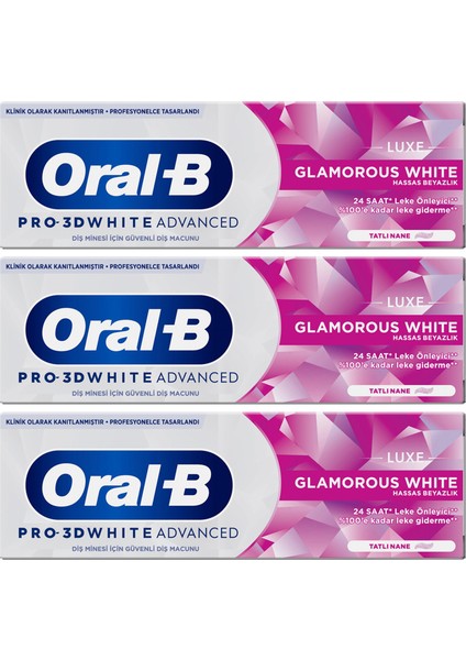 Pro 3D White Advanced Luxe Glamorous White Diş Macunu 75 ml x 3 Adet fiyatları