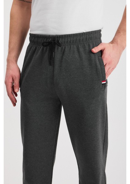 Siyah-Antrasit Erkek Fermuarlı Cepli Nakış Detaylı Düz Paça Rahat Kesim Günlük 2'li Eşofman Altı MTLCE107 indirimleri