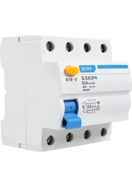 BL1E-63 3p+N 63A Rccb Kaçak Akım Devre Kesici 400V 30MA Elektrik Kaçağı Koruması Mini Devre Kesici (Yurt Dışından)
