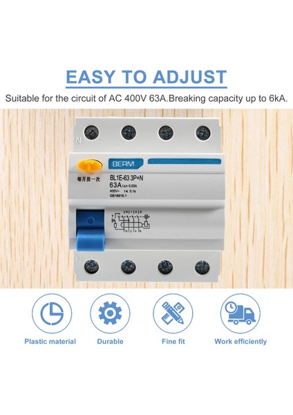 BL1E-63 3p+N 63A Rccb Kaçak Akım Devre Kesici 400V 30MA Elektrik Kaçağı Koruması Mini Devre Kesici (Yurt Dışından) indirimleri